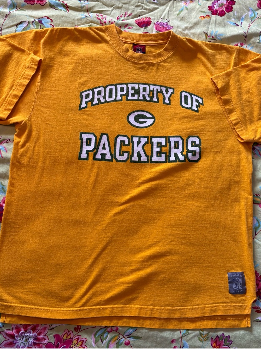 Green Bay Packers x Reebok NFL Gridiron Classic vintage yellow tee L 28x25 GUC